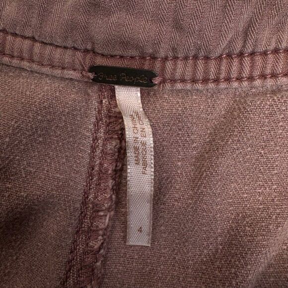 Free People Clean Mod Utility High Waist Wide Leg Crop Pant Mauve Pink - Picture 4 of 8